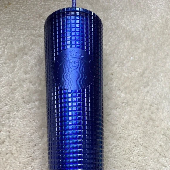 NWT Starbucks Cobalt Grid Midnight Blue Purple Cold Cup (24 oz) Tumbler l - Picture 3 of 4